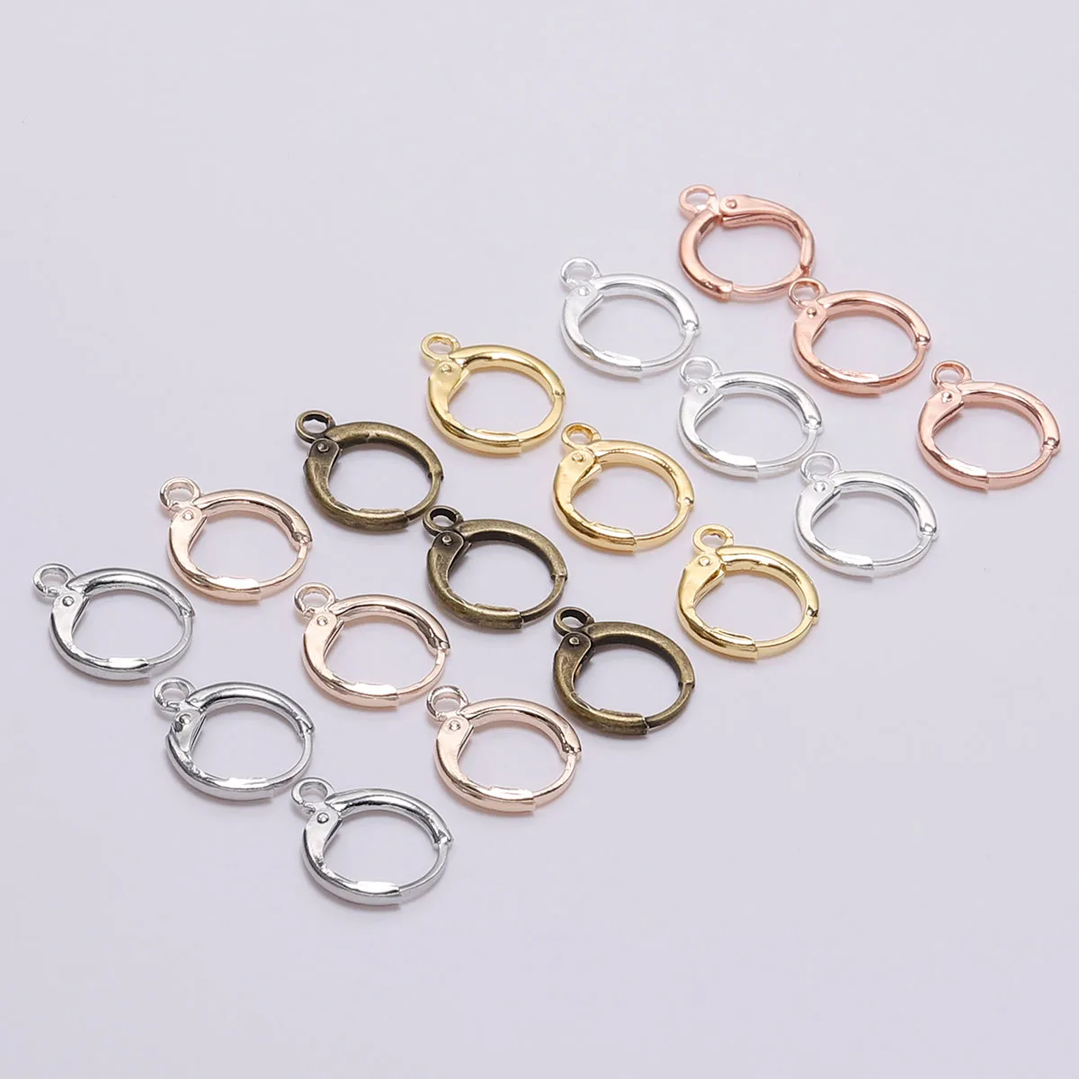

20pcs14*12mm Thicker Gold Bronze French Lever Earring Hooks Wire Settings Base Hoops Earrings For DIY Jewelry Making Supplie, As picture
