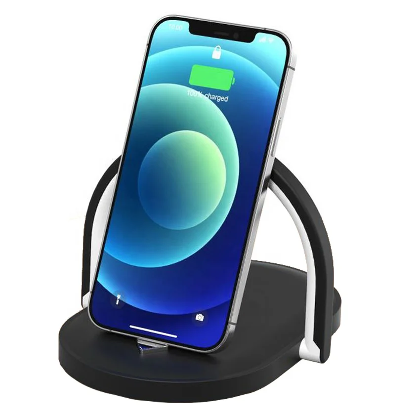 

Qi 15W Fast Charging Table LED Light Wireless Charger Desk Night Lamp with Desktop Tablet Phone Bracket Holder Stand 10W 5W 7.5W