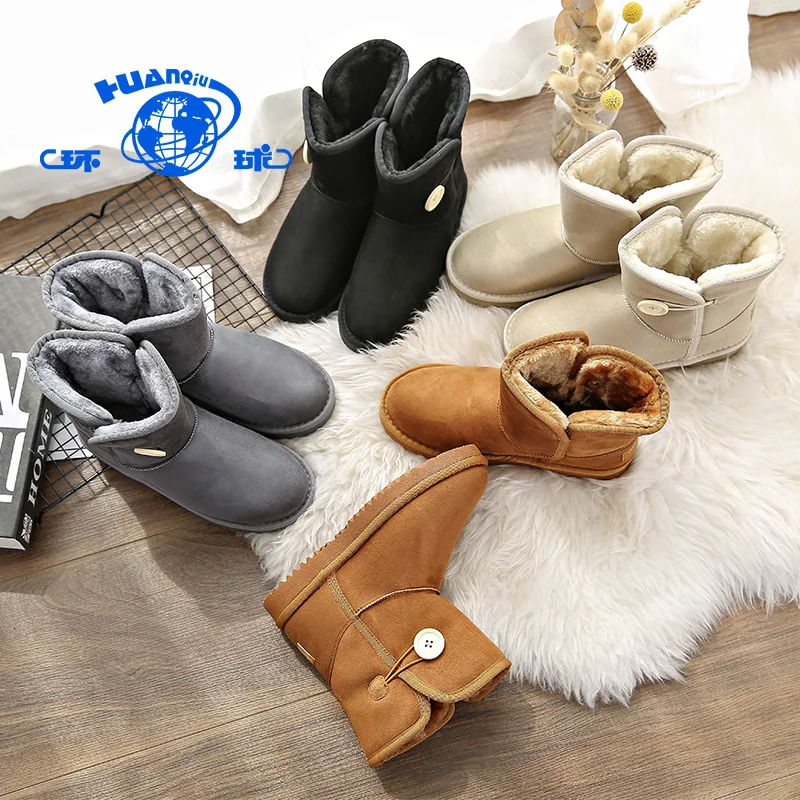 

Y2137 HUANQIU Classic Microfiber Winter Warm Short Shearling Snow Boots For Women, Black /camel /gray /beige