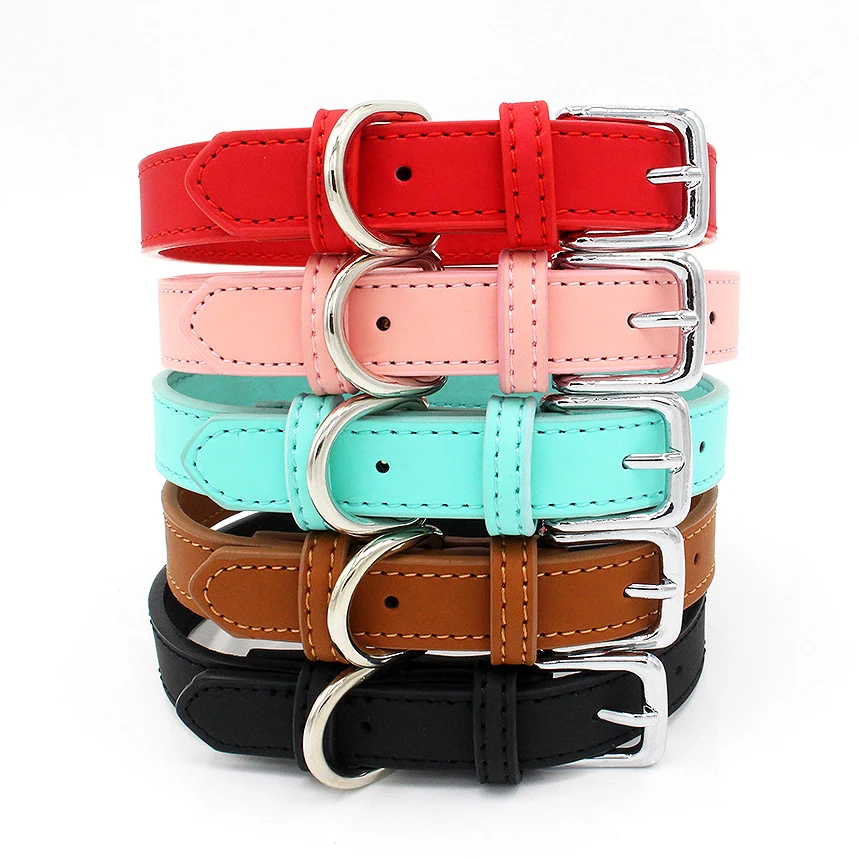 

Custom luxury classic waterproof pet collar premium vegan genuine leather pu dog collar bulk