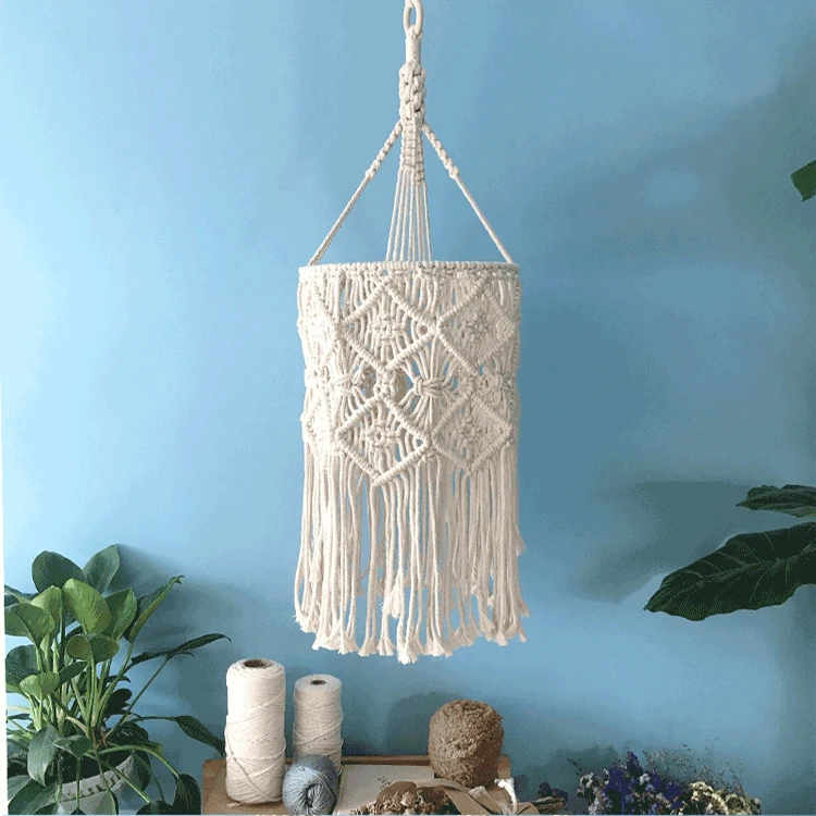 

handmade woven bohemian macrame lampshade wall tapestry hanging home decoration, White,pink,brown or customized