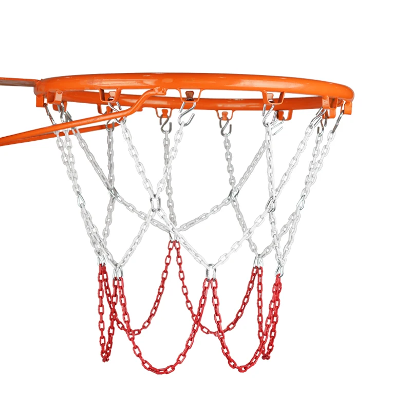 

BOHU chain basketball net Powder Coated basketball chain net Alloy Steel basketball net, White and red