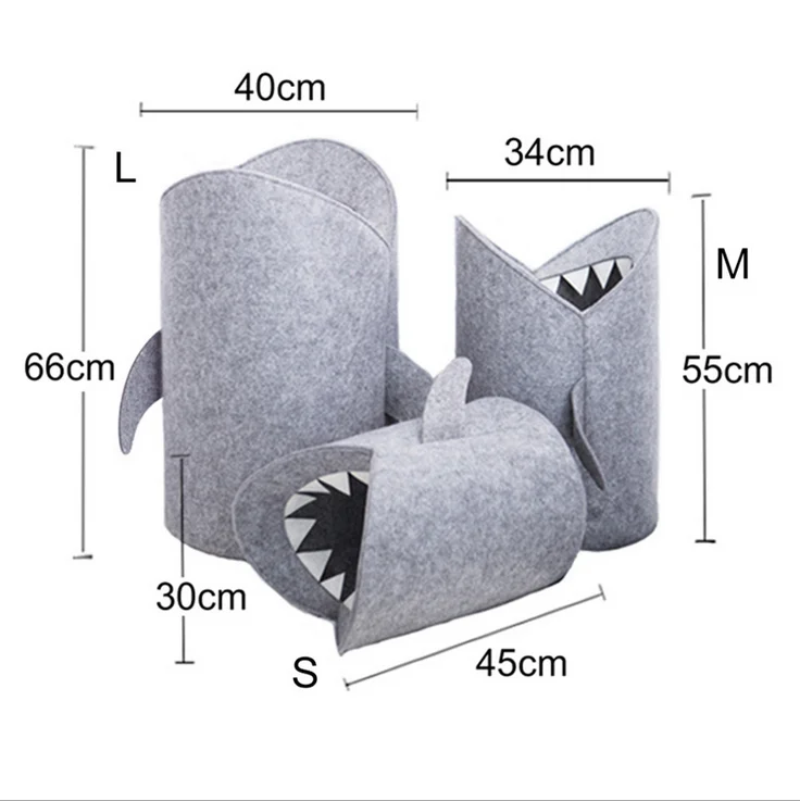 

Cute Kids Cartoon Folding Shark Shaped Laundry Hamper Toy Basket Storage Bucket, Customized color