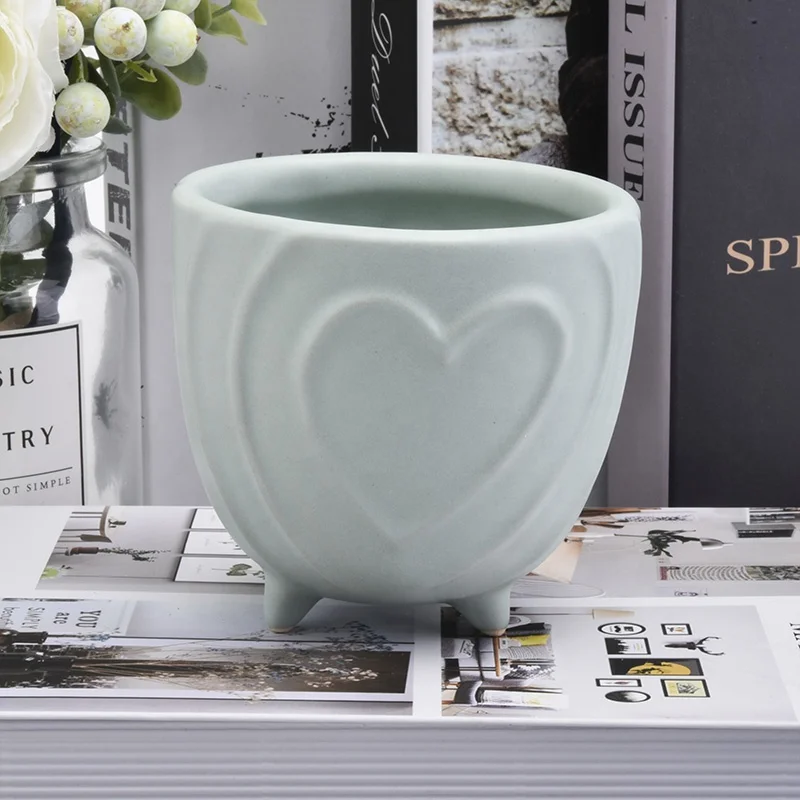 Vintage ceramic candle containers heart pattern candle holder wedding decoration