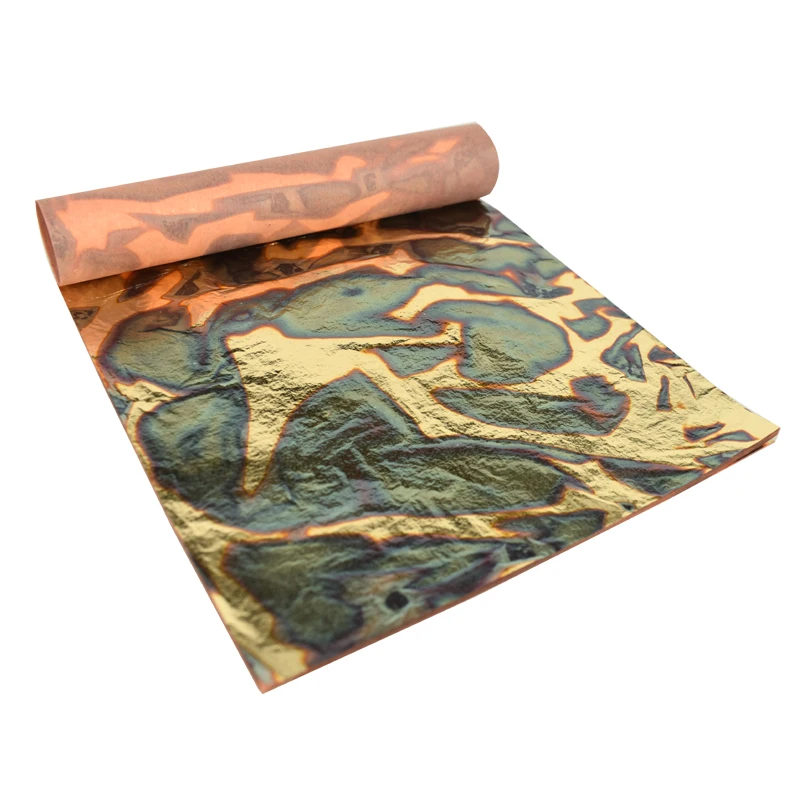 14x14 Cm 25 Pieces Per Booklet Green Variegated Gold Brass Sheets