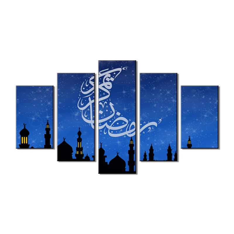 

Decor Painting Decoration Living Room Natural Scenery Oil Islamic Abstract Custom Pop 5 Panel Canvas Wall Art