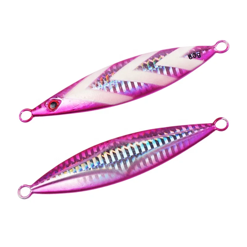 

80g lead lure fishing jig vertical luminous jig lure shore jigging lure, 5 colors