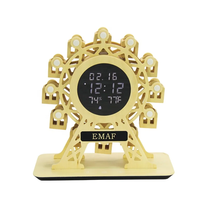 

Creative funny mute art fashion vintage retro shaped classic antique wooden table clock for living room and birthday fairy gift, Wood color