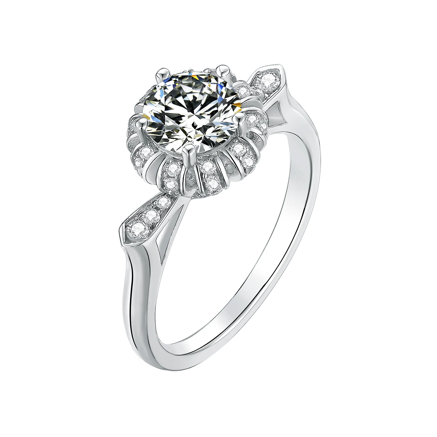 

Round Brilliant Shape 1ct 6.5mm Moissanite Sterling Silver Ring Jewelry