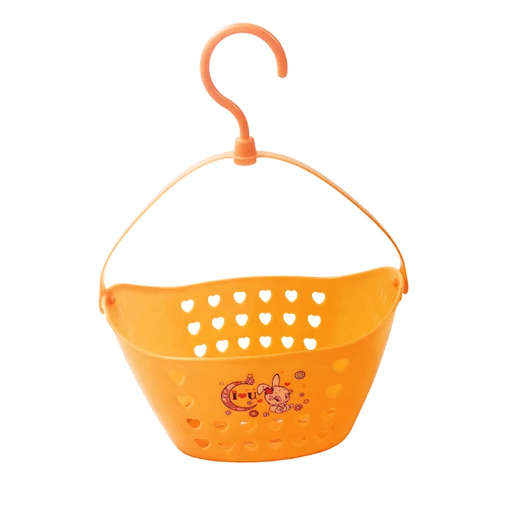 

Bathroom Shower Storage Basket Plastic Storage Basket With Hook, Blue, pink, orange, green,coffee,beige