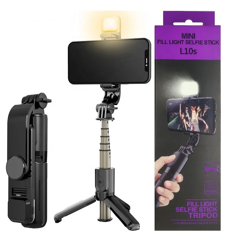 

L10s Wireless Mobile Phone Monopod Selfie Stick Tripod Stand with Remote and Light 3 in 1 Selfie Stick