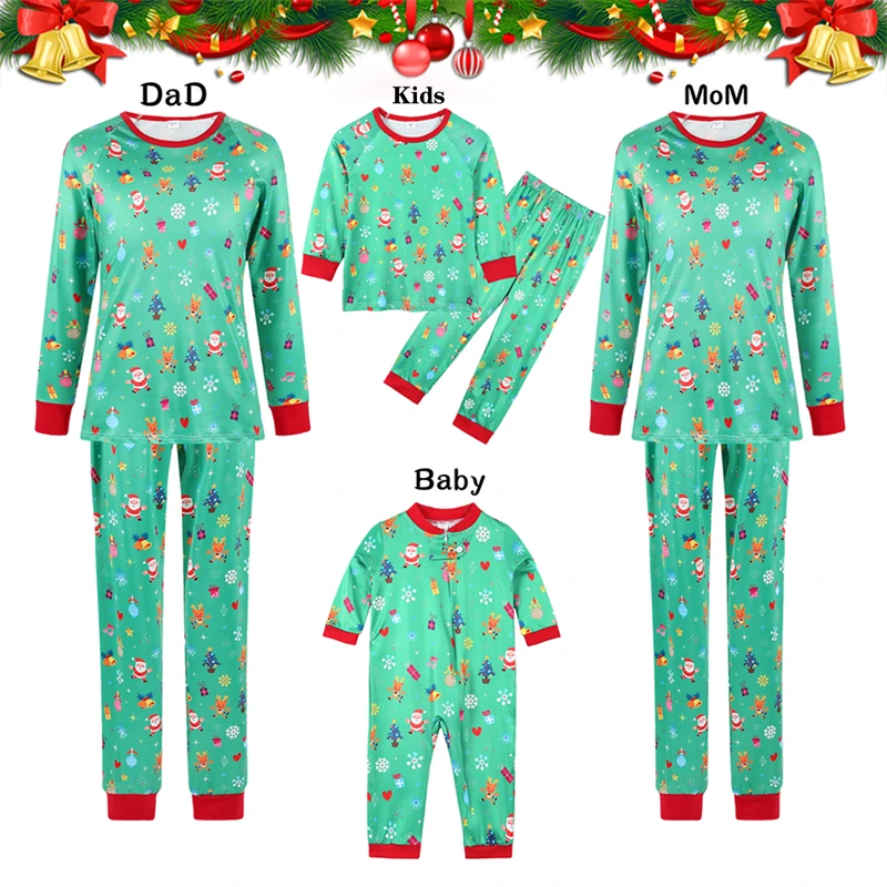 

2021 Wholesale Christmas pajamas winter 2pcs womens sleepwear baby onesie kids clothes Christmas pyjamas, 11 colors