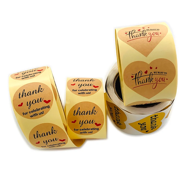 

Skyline Custom Paper Adhesive Roll Labels Round Kraft Thank You Stickers For Business
