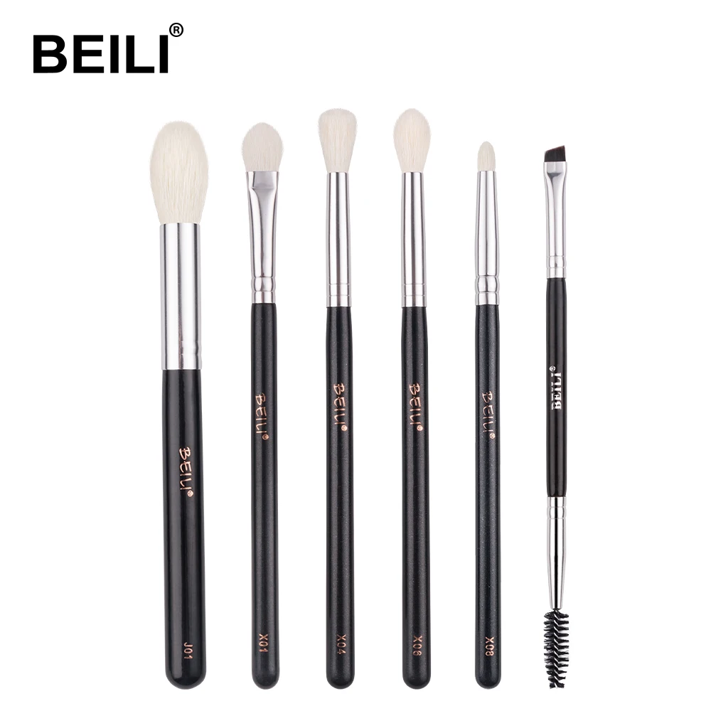 

BEILI professional goat hair double eyebrow brush bevel angle double eyebrow comb eyelash brush professional beauty makeup brush, Black