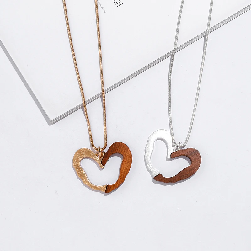 

TongLing wooden alloy fine jewelry graduation necklace for girls pendant heart necklace