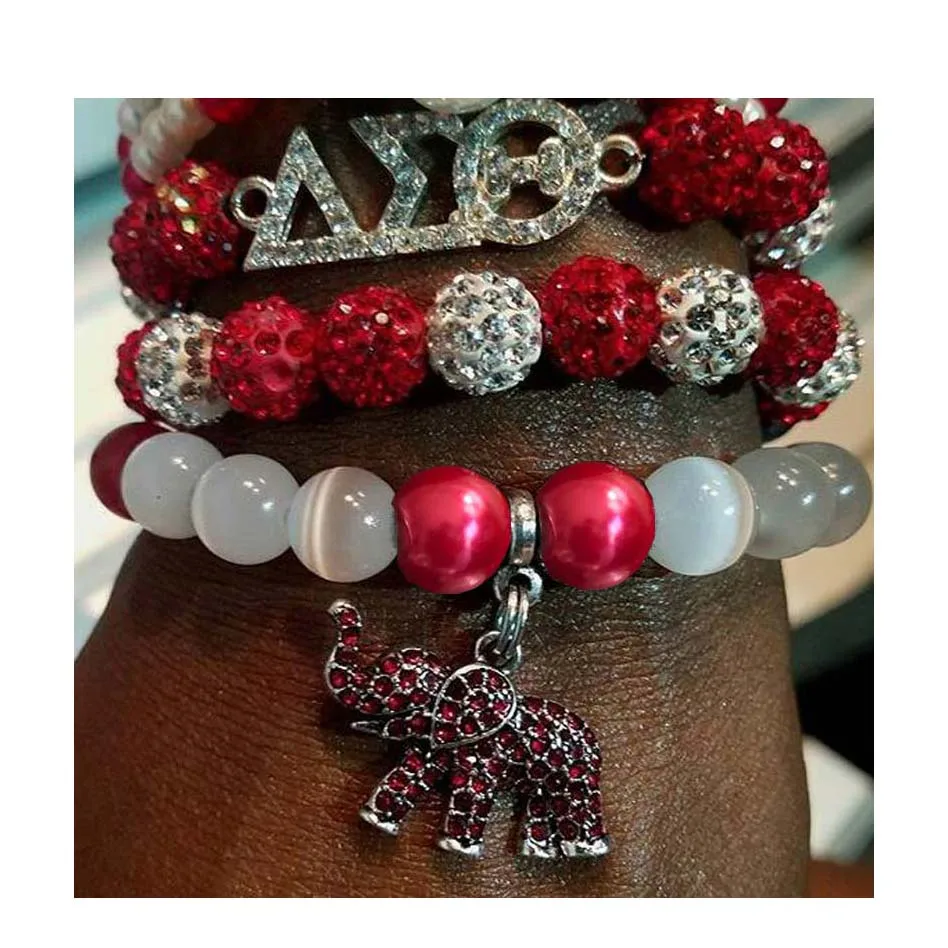 

Elephant For DST AEO DIY charm stretch Delta Sigma Sorority Fraternity multilayer bracelet Jewelry accessories, Silver