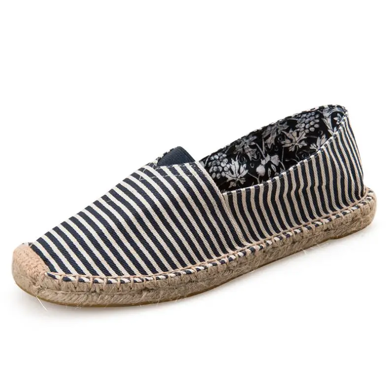 

2021Casual Spain Style Big Size Stripe Jute Outsole Slip on Flat Sandals Women Espadrilles Cheap Price, Black, red