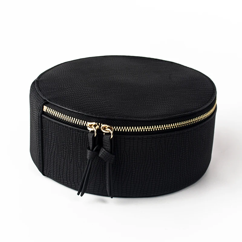 

Round Black Canvas Cosmetic Bag Wholesale Monogram Women Zipper Canvas Make Up Bag, As pics show
