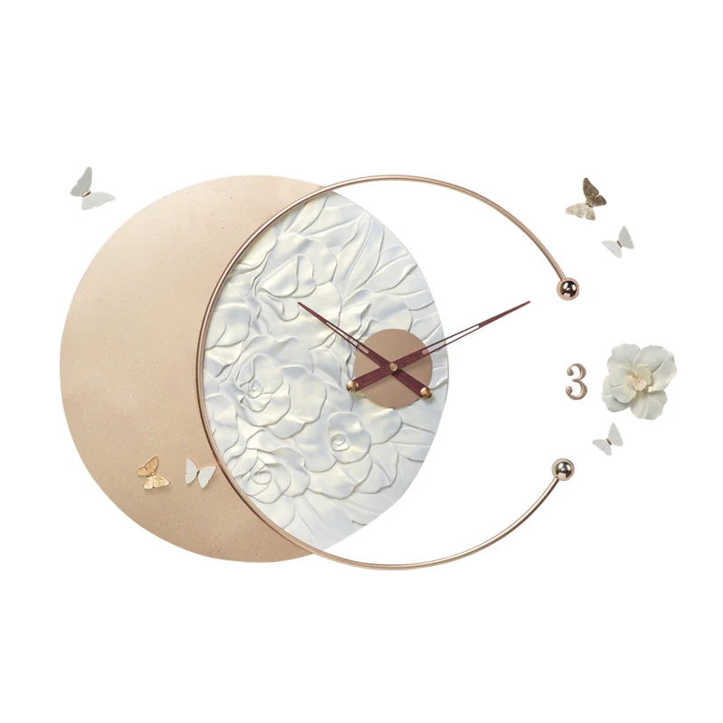 

3D Wall Clock for Home Decorative with DIY handmade butterfly elements, Picture shows