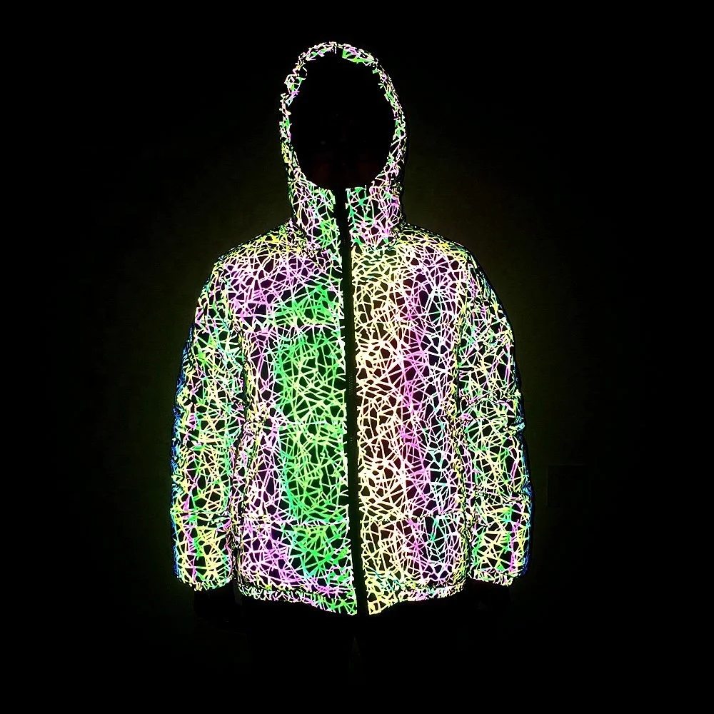 

Wholesale High Bright Winter Printing Large Size Reflective Cotton Hip-Hop Coats