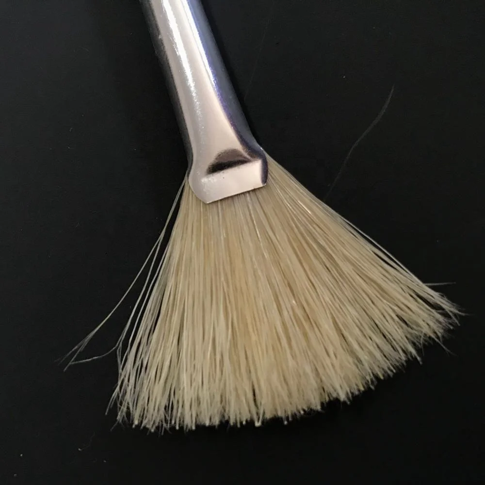 
Amazon Hot Sale Natural Boar Bristle Face Mask Applicator Facial Mask Fan Brush for Acid Peel Treatments 