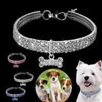 

3 Rows Rhinestone Springy Pet Collar Luxury Dog Chain Link Cat Crystal Necklace Pet Supplies Cute Dog Accessories Collar