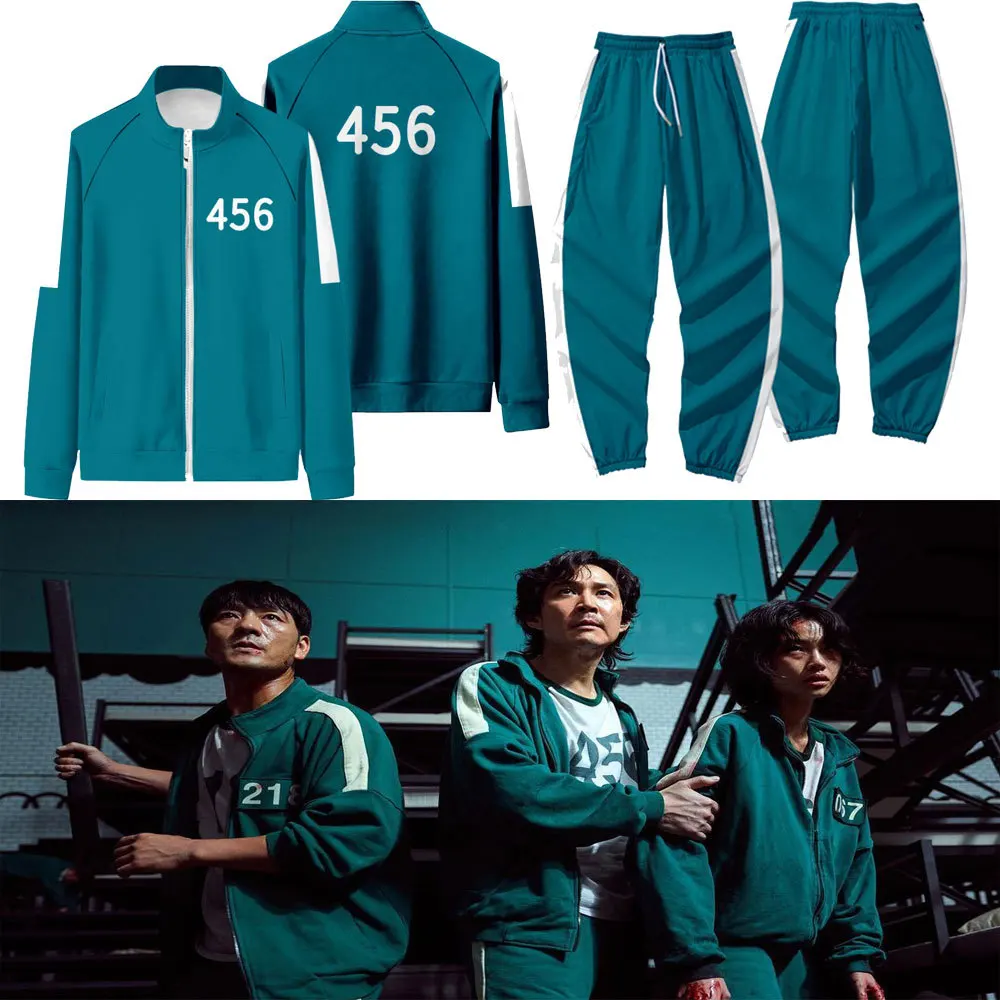 

Squid Game Mens Unisex Jacket Coat Pants Two Piece Squid Game 067 456 218 001 Tracksuits, Green