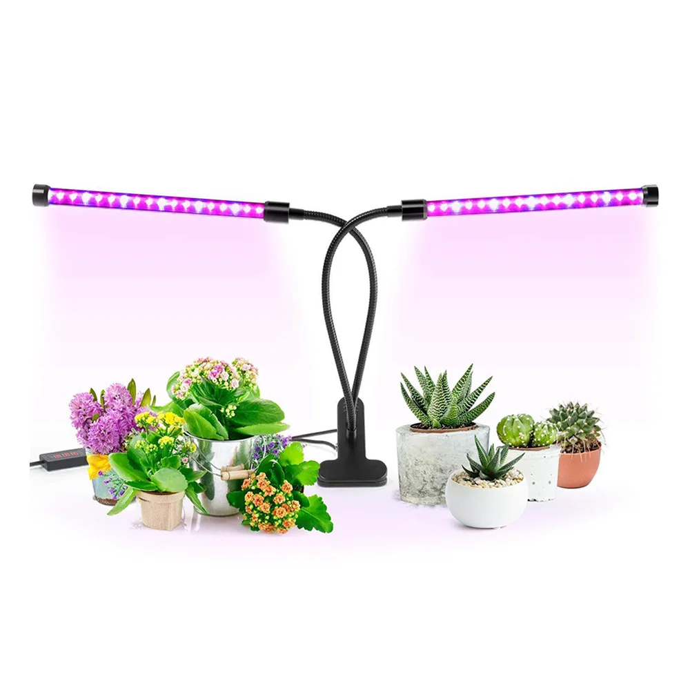 20W Dual Head Timing 40 LED 10 Dimmable Levels Plant Grow Lights for Indoor Plants