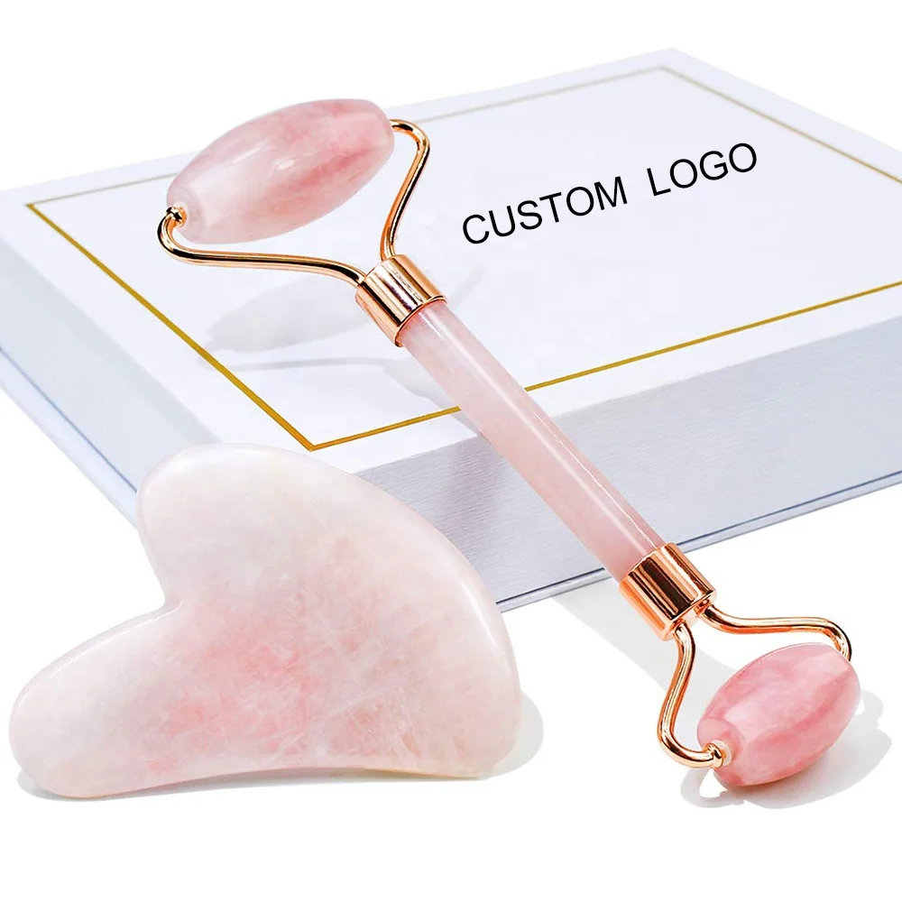

Mini Skin Care Massage Gau Sha Rose Quartz Stone Facial Pink For Face Gua Sha Set Jade Roller, Rose/custom
