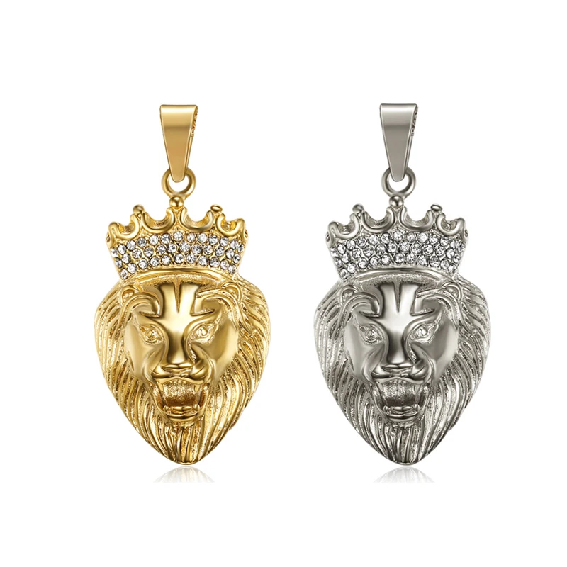 

New Arrival Lion King Pendant 18K Gold Plated Cubic Zircon Animal Jewelry Big Lion Head Necklace Pendant for Men