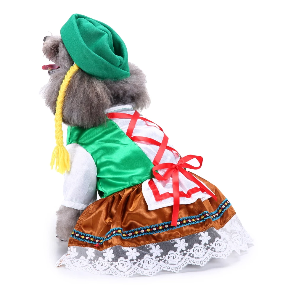 

Smooth silk pet clothing luxury pet dog clothes green pet holiday costume, Picture show