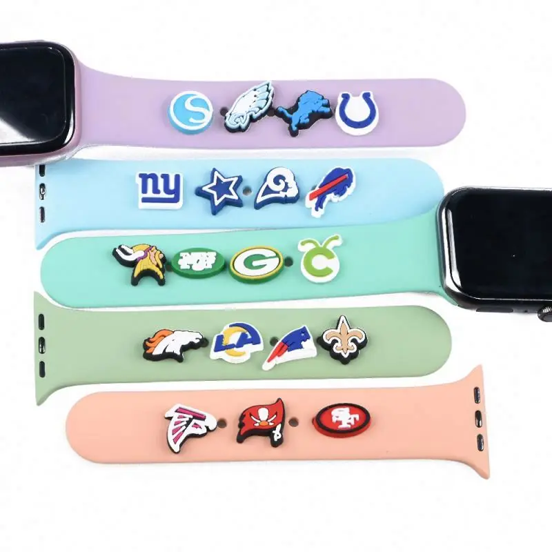 

PVC Watch Decoration Charms For Apple Watch Band Bracelet Metal Leg Decorative Nails For Iwatch Sport Strap Ornament Accessories, Multi-color optional or customized