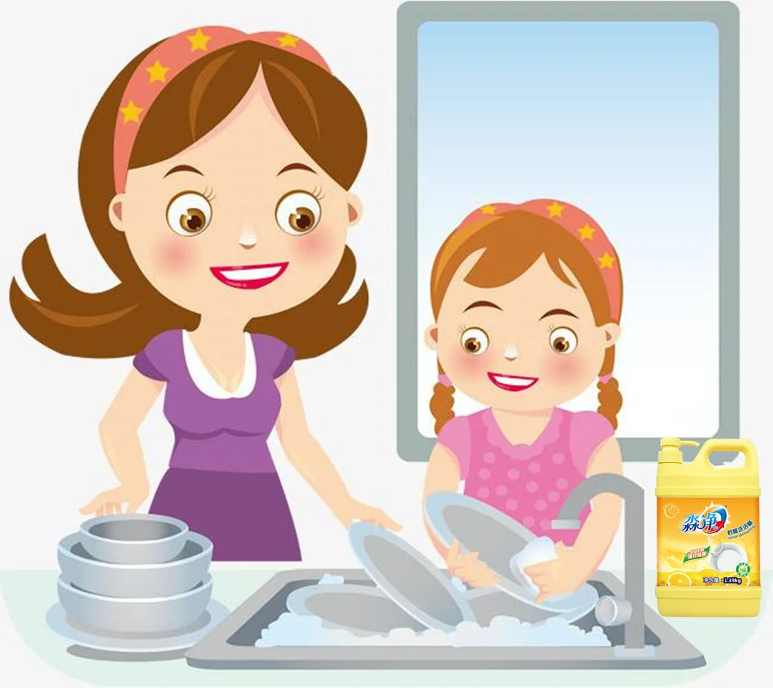Мытье посуды вместе с ребенком рисунок