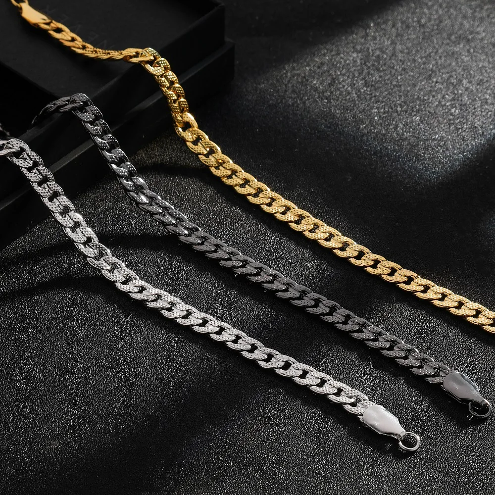 

Wholesale European And American Fashion Iron Chain Full Sideways Bracelet Flower Bracelet Men Unisex Bracelet, Silver,gold or custom