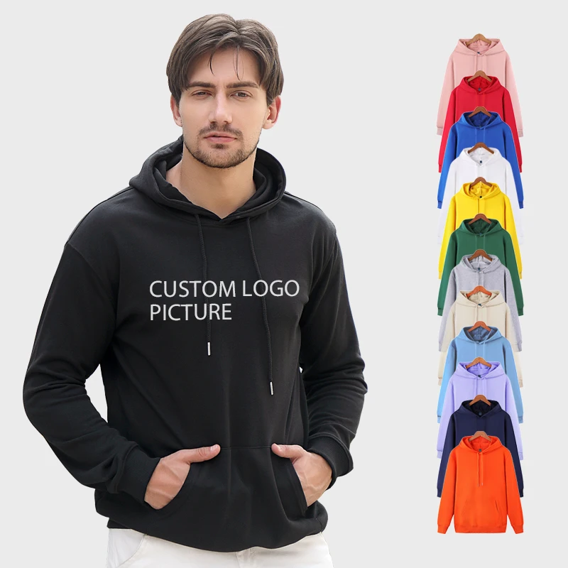 

Wholesale custom logo printed hoodies unisex 100% Cotton crewneck pullover blank plain hoodie sweatshirts men oversize Hoodies