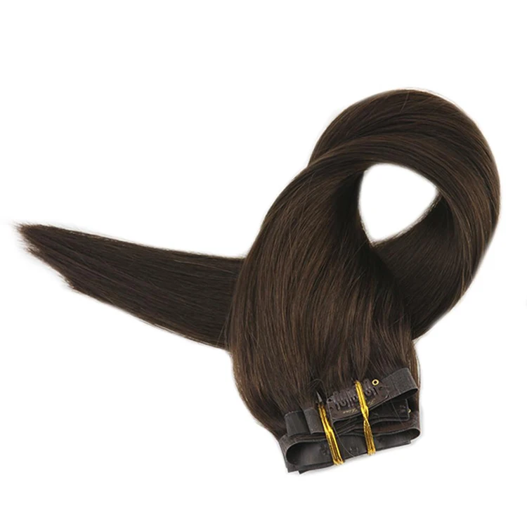 

Wholesale Price Double Drawn Lace Clip In Russian Remy Human Hair Extensions, In stock color: #2;other colors can customize