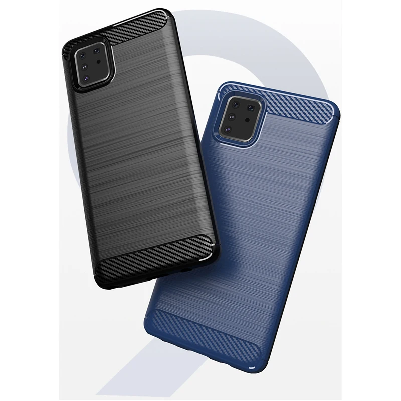 

Soft TPU Back Cover Carbon Fiber Phone Case for Samsung A81/M60s/Note 10 Lite