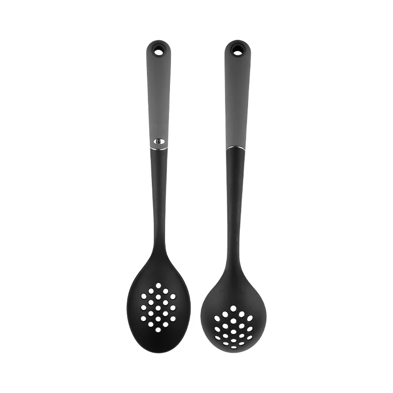 

Hot sale Non-stick Nylon Slotted Mixing Spoon with Long Handle, Gray