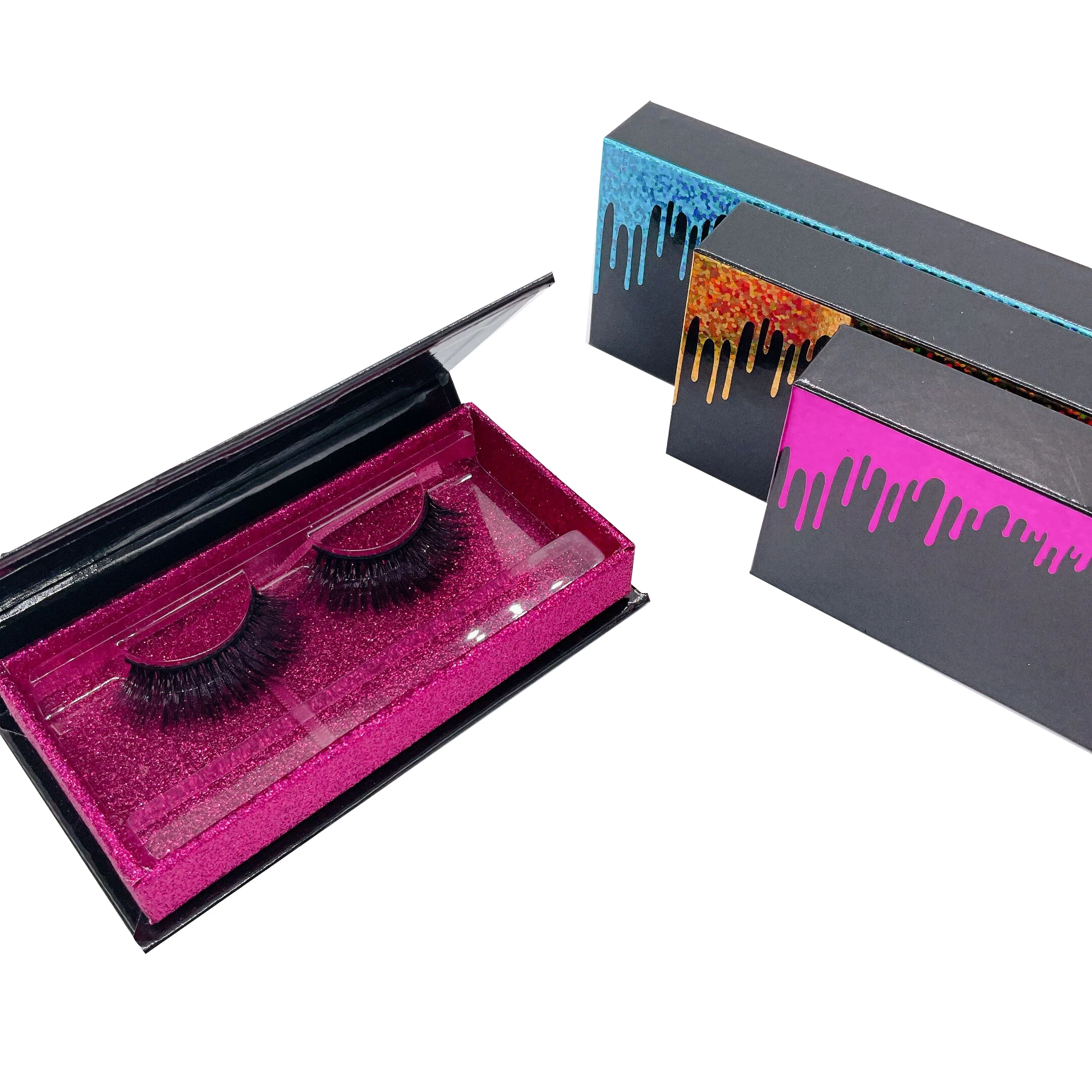 

2021 new arrivals full strip really 3d mink lashes eyelash vendor false customized eyelash packaging, Black color