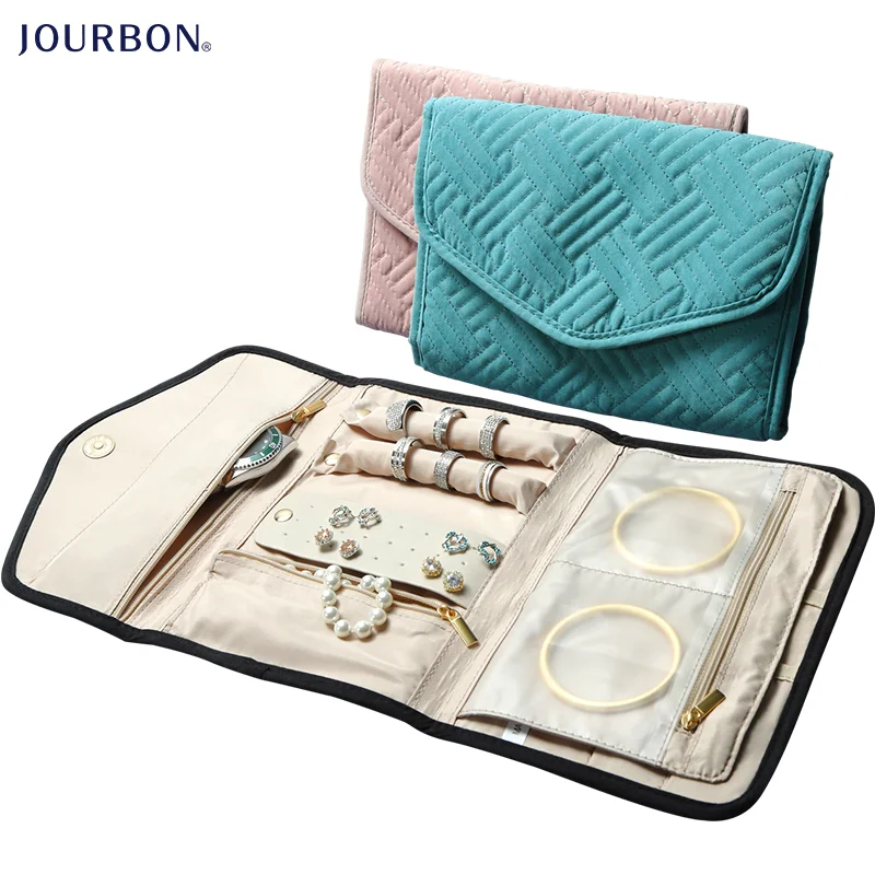

Foldable Jewelry Case Bag for Necklace Earrings Rings Bracelet Hanging travel jewelry organizer, Blue, black, pink