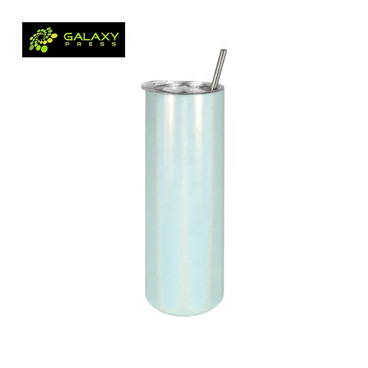 

20OZ White Stainless Steel Glitter Bottle with Straw for Sublimation, White, purple, green