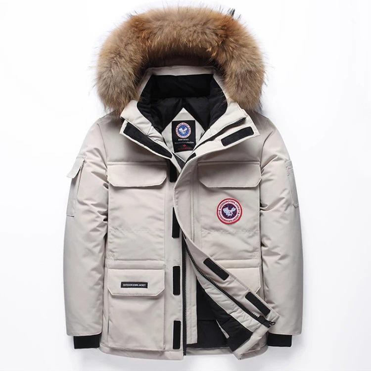 

2021 Winter Fashion Jacket Men'S Short Thick Workwear Down Jacket, White/red/black
