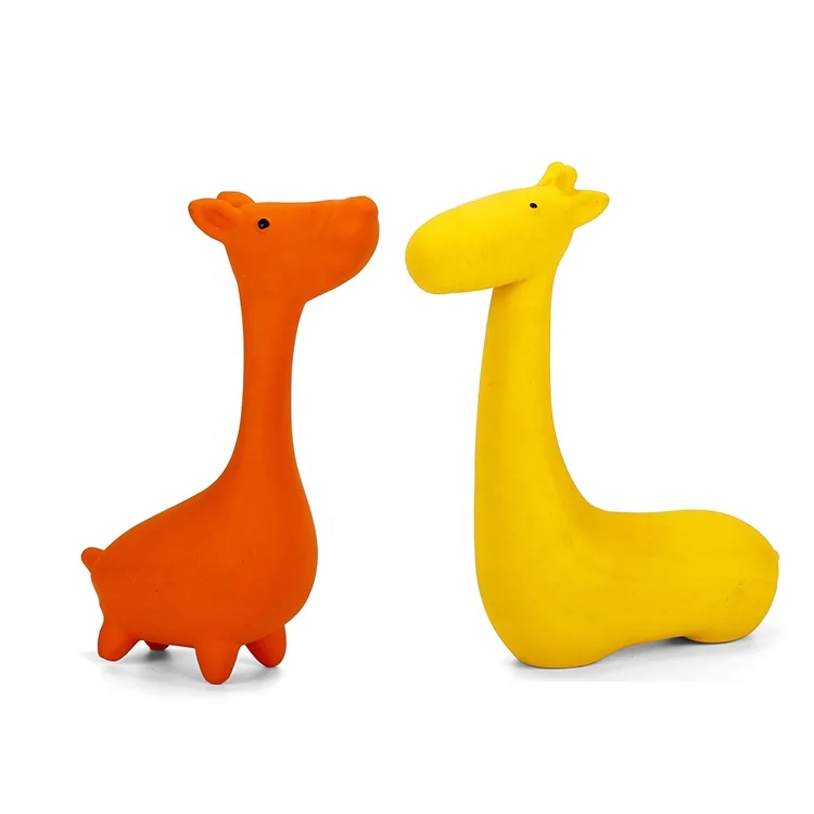 

High Quality Pet Dog Toys Chew Colorful Giraffe Pet Toy Rubber No Stuff Interactive Squeaky Dog Toy, Yellow/orange