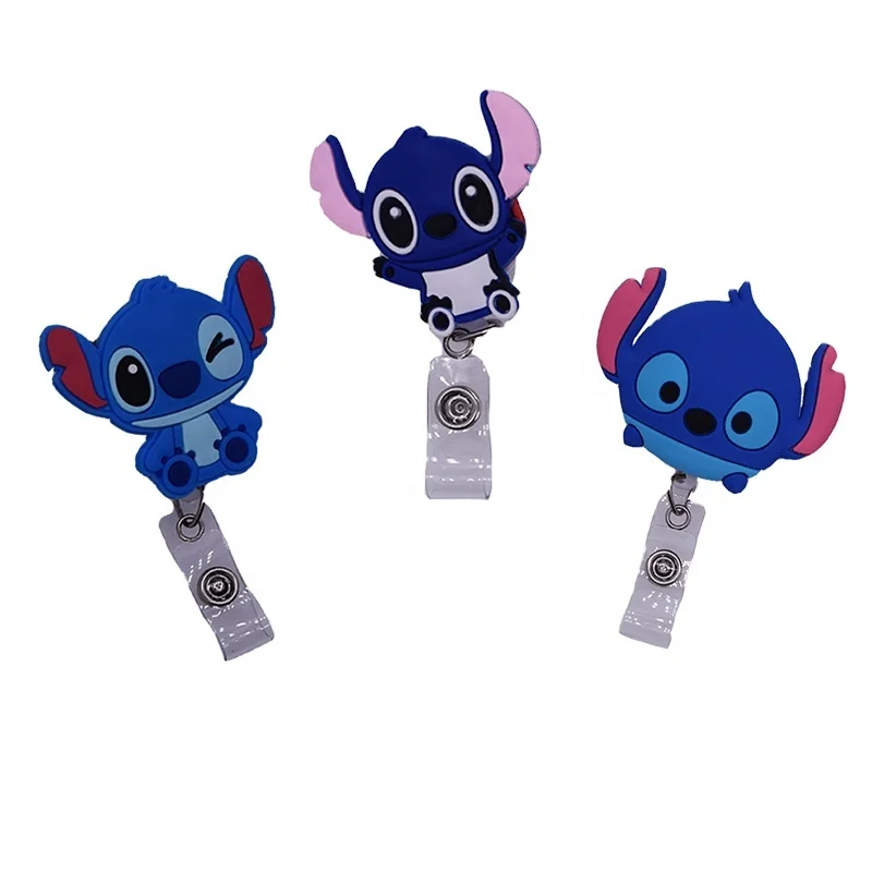 

Stitch Wholesale Retractable Blue Animal Id Retractable Badge Holder Pull Reel Nurse ID Name Card, As pic