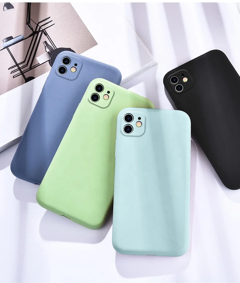 

Hot selling Slim Liquid Silicone Gel Rubber Shockproof Cell Phone Case with logo for iphone 1112 Pro Max X XS XR, 7 colors