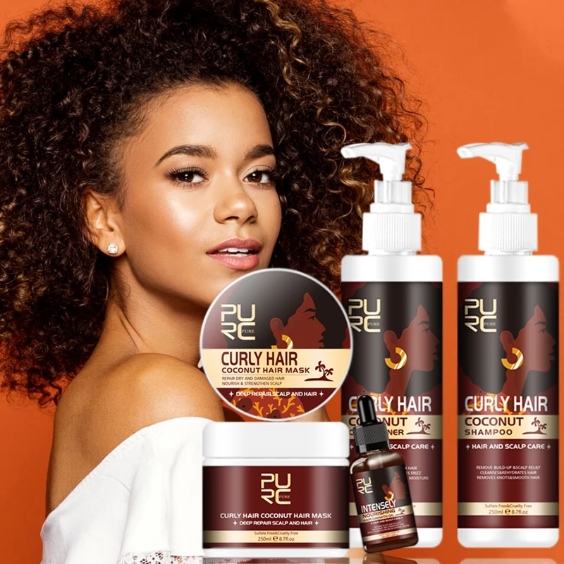 

Private Label Afro Hair Care Set Coconut Curly Shampoo Natural Organic Africa 4C Hair Shampoo And Conditioner For Black Women