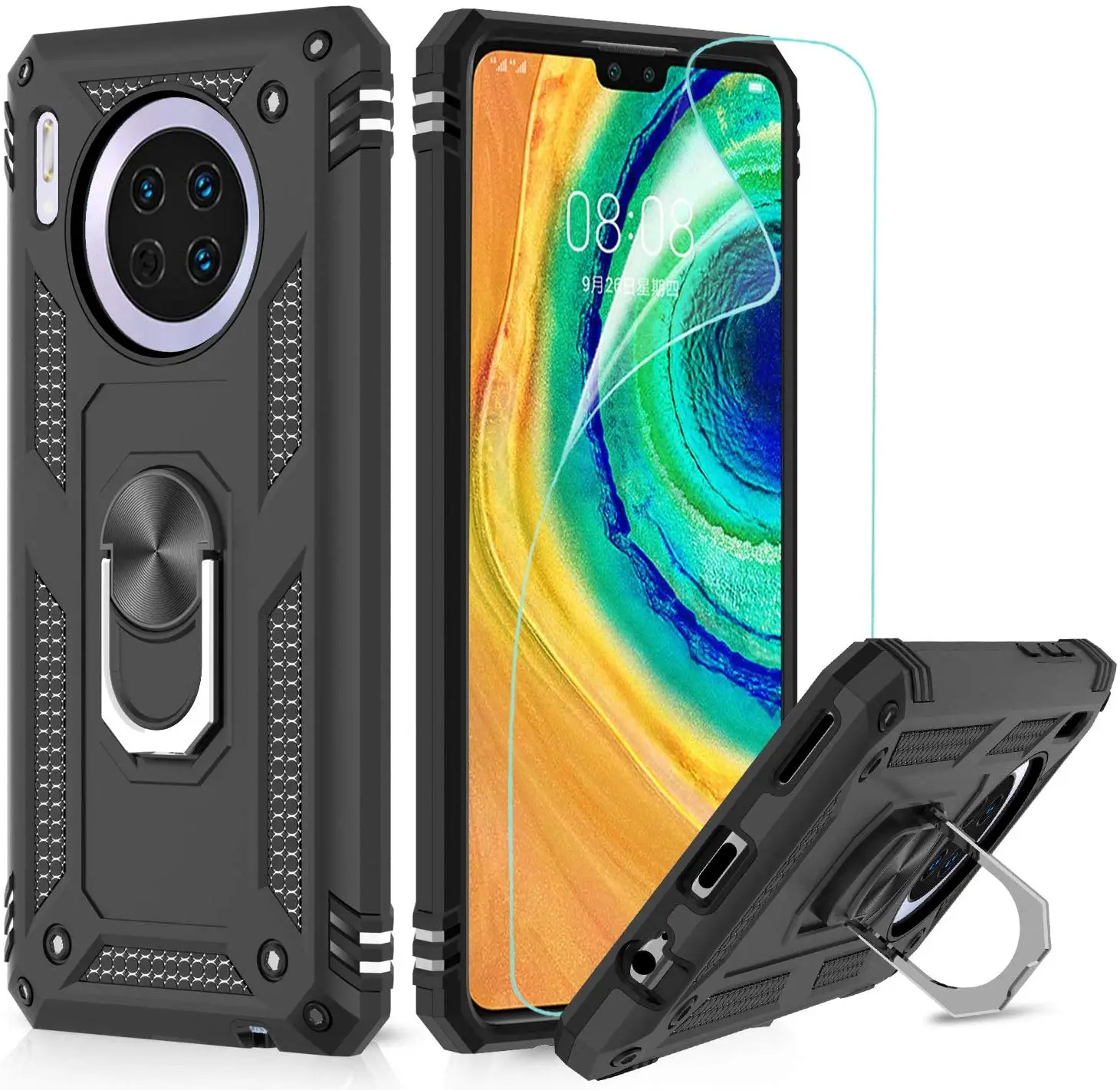 

LeYi Hybric Armor Rugged Shockproof Mate40 Phone Holder Cover Celulares Mate 40 pro Phone Case for Huawei Mate 40 pro pro+, Colors optional