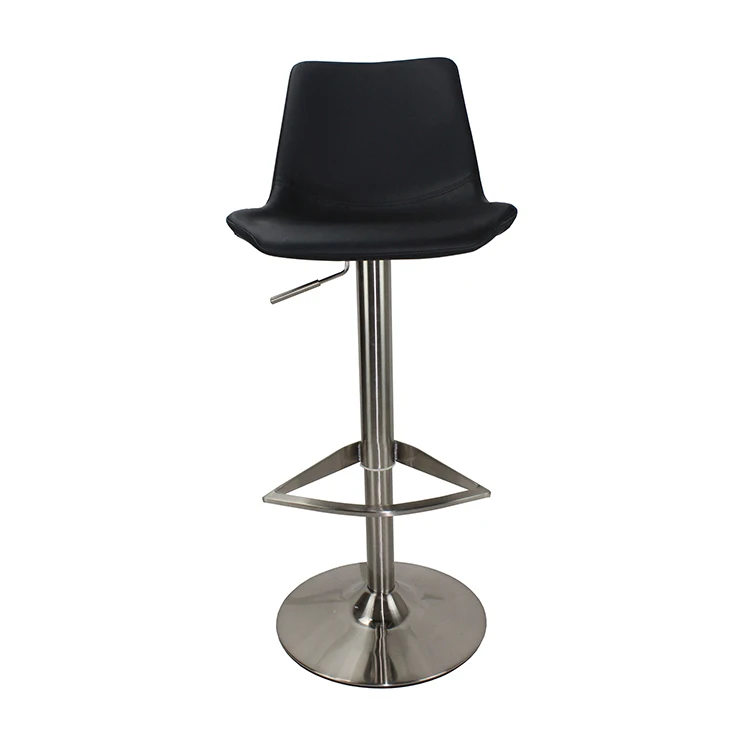 casual luxury PU leather seat adjustable height stainless steel bar stool