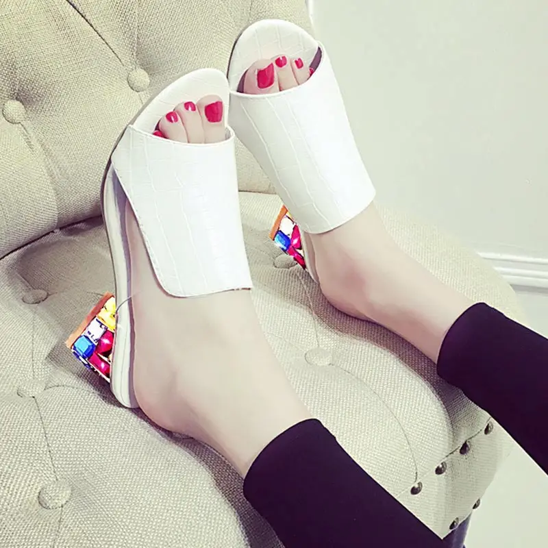 

Women%27S Slipper ,Sandals For Women ,Female Slippers Summer Platform Shoes Women Heels Sandals, Mixed color , black, white