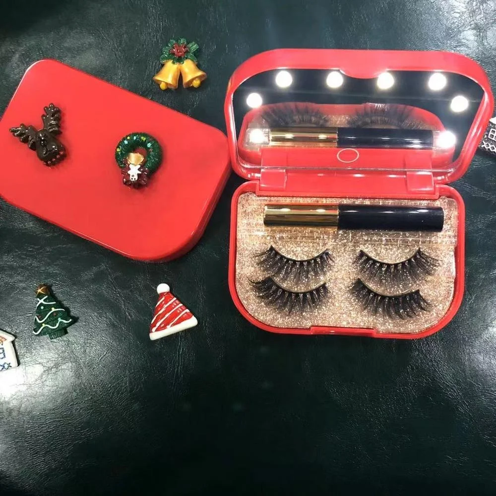 

25mm strips mink eyelashes with led light mirror glitter boxes custom private label diamond lash packaging vendors, Black
